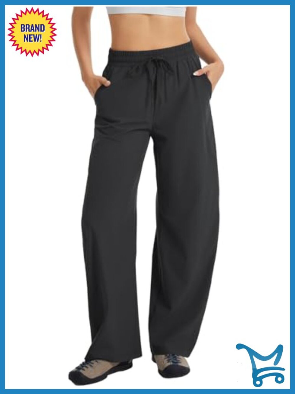 Womens Barrel Pants Baggy Wide Leg Hiking Trousers with Pockets